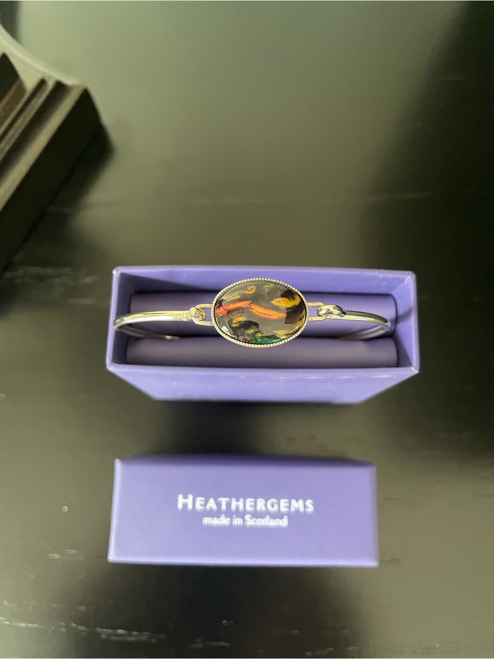 Silver Heather Resin Bangle Bracelet in Multicolor
Made in Scotland